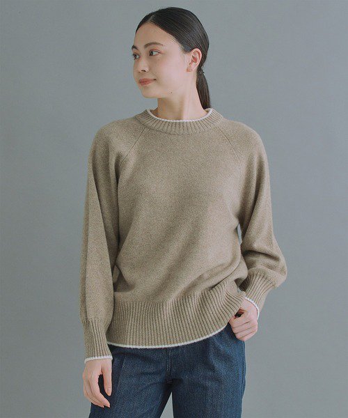 WHYTO. (ホワイト) | Bicolor design knit (beige brown) | 送料無料
