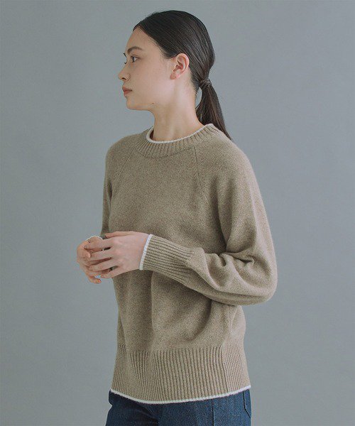 WHYTO. (ホワイト) | Bicolor design knit (beige brown) | 送料無料