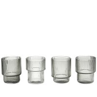 ferm LIVING (ファームリビング) | Ripple Glasses 4 pcs set (smoked grey) | グラス リビング キッチン インテリア 北欧の商品画像