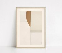 CARO CARO PRINTS | Cream & Brown Textured Art Print (MNLT-09) | アートプリント/アートポスター (50x70cm) 北欧 アブストラクトの商品画像
