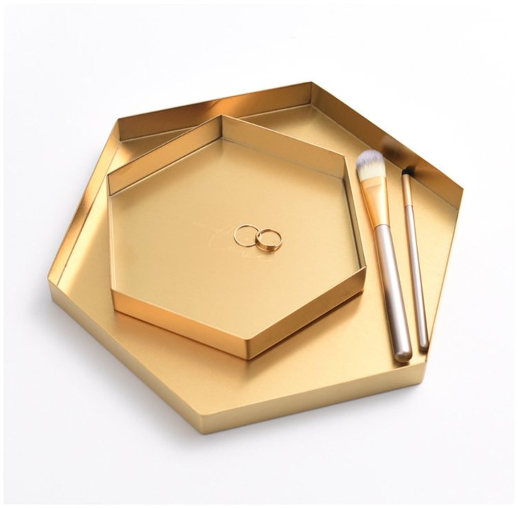 FOOKYOU | Gold Stainless Steel Tray (hexagon/small) | ゴールド