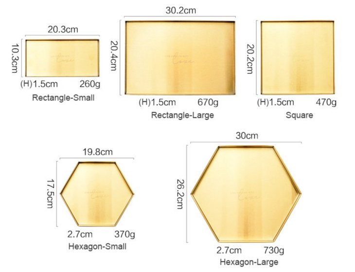 FOOKYOU | Gold Stainless Steel Tray (hexagon/large) | ゴールド