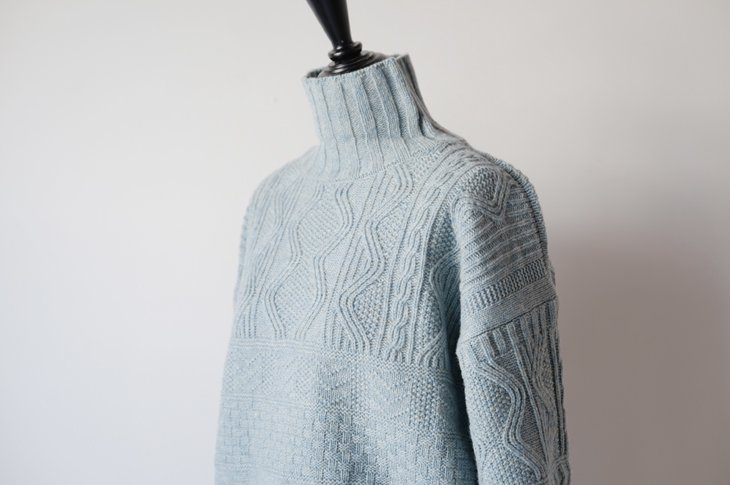ASEEDONCLOUD | cable high neck (light blue) | ニット セーター ...
