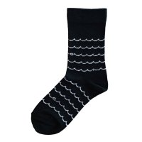 Homie (ۥߡ) | Cotton Linen Wave Socks (black) |  å İ ޯξʲ