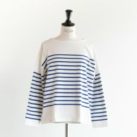HEAVENLY (إ֥꡼) | Cotton Mix Knit Border Wide Basque Shirt (blue) | ȥåץ ܡ ץξʲ