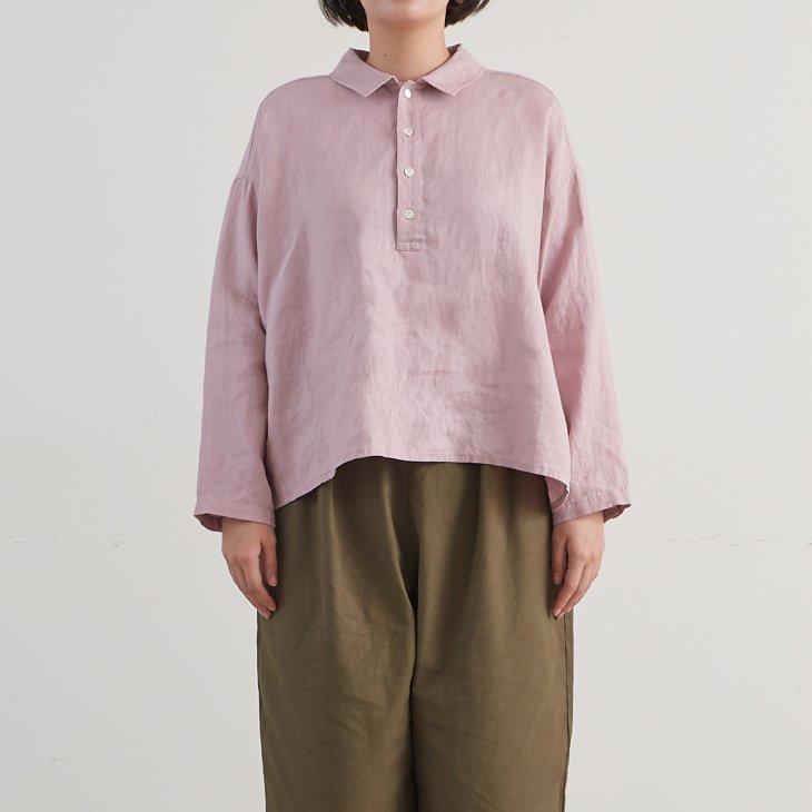 HEAVENLY (ヘブンリー) | Linen Polocollar Wide Pullover (light pink ...