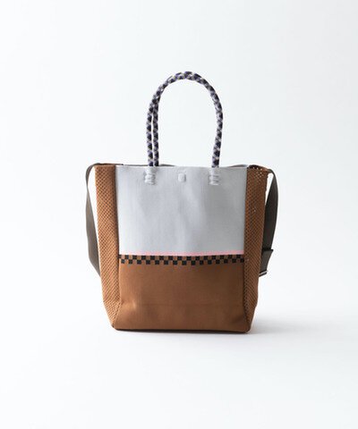 TRICOTE | CHECKER LINE 2WAY TOTE BAG (brown) | バッグ 鞄 トート