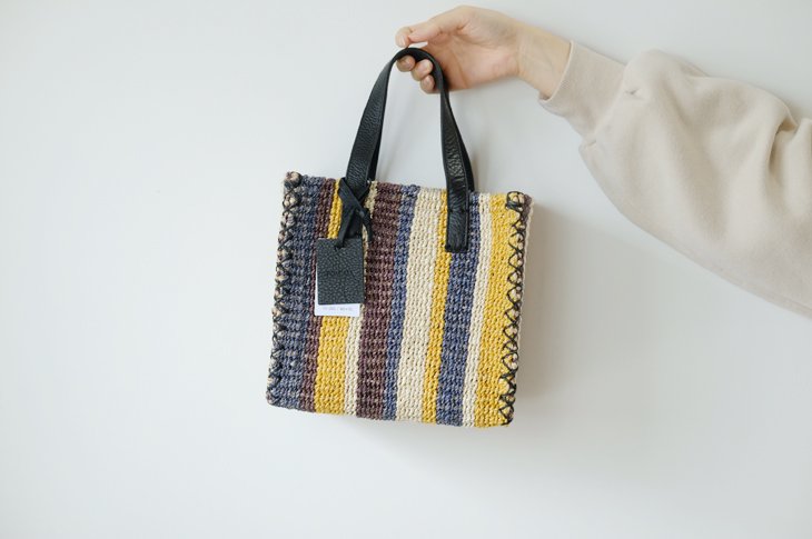 POMTATA (ポンタタ) | STR TOTE (navy×yellow) | 鞄 トートバッグ カゴ