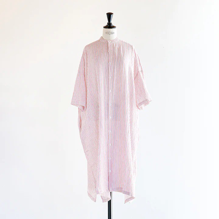 HEAVENLY (ヘブンリー) | LINEN STRIPE BANDCOLLAR SHIRT ONEPIECE