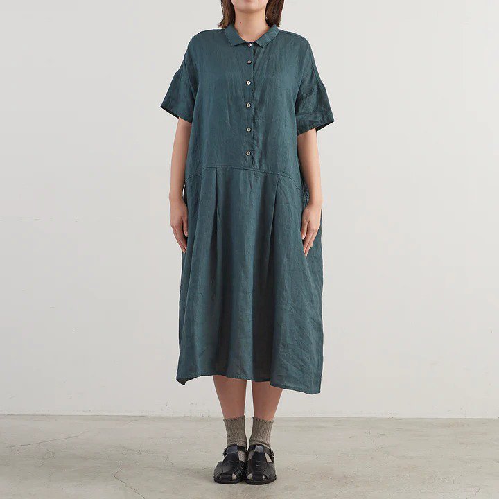 HEAVENLY (ヘブンリー) | LINEN COLLARED PULLOVER ONEPIECE (green