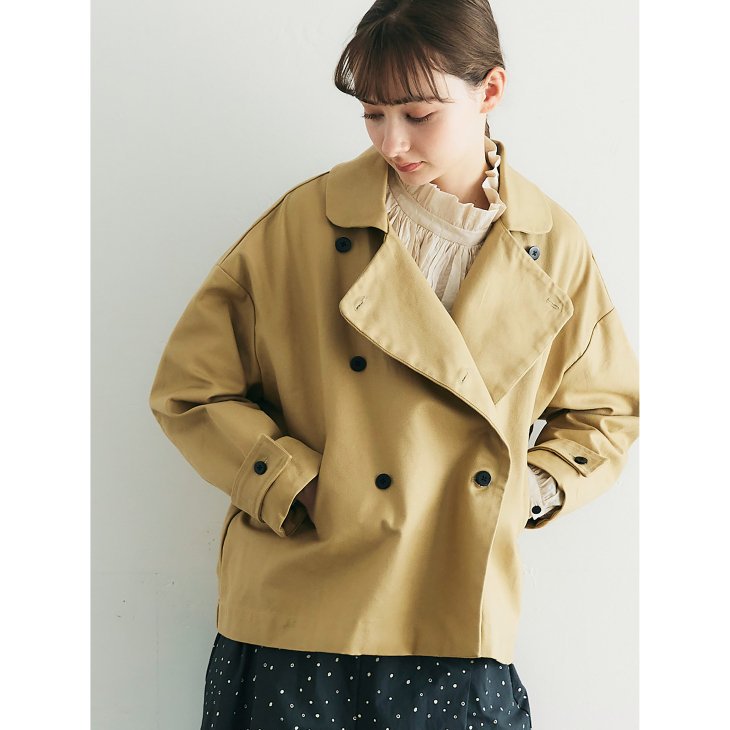 MAGALI | コットンサージ・ショートコート (beige) | 送料無料 コート