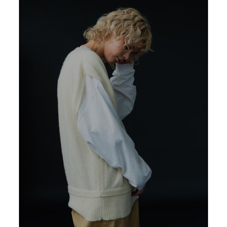 WHYTO. (ホワイト) | V SLIT KNIT BEST (ecru) | 送料無料 ベスト お洒落