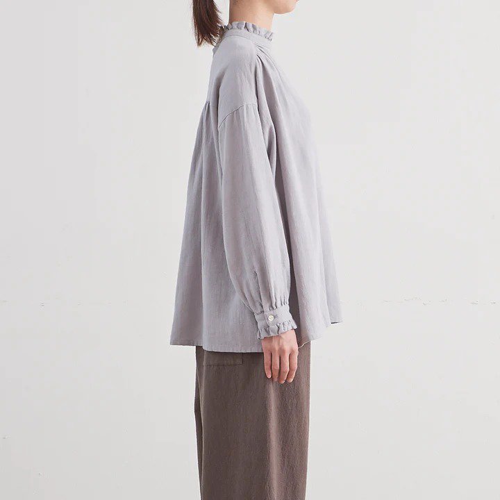 HEAVENLY (ヘブンリー) | COTTON LINEN FRILLNECK PULLOVER (l.gray