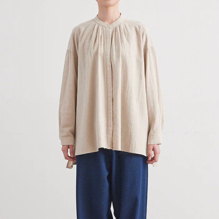 HEAVENLY (ヘブンリー) | COTTON LINEN BANDCOLLAR SHIRT (natural