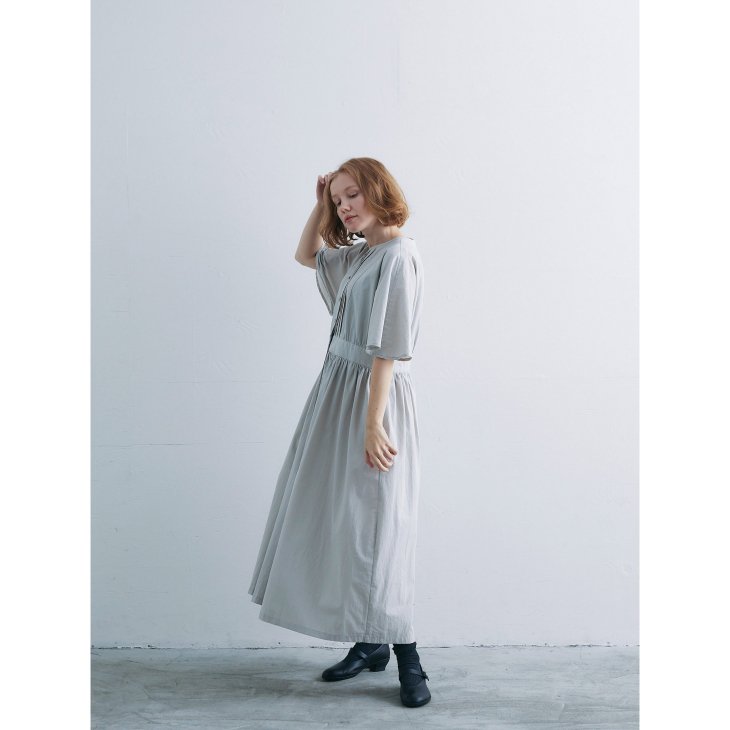 MAGALI | リンクルコットン・ピンタックワンピース (gray) | ワンピース マガリ