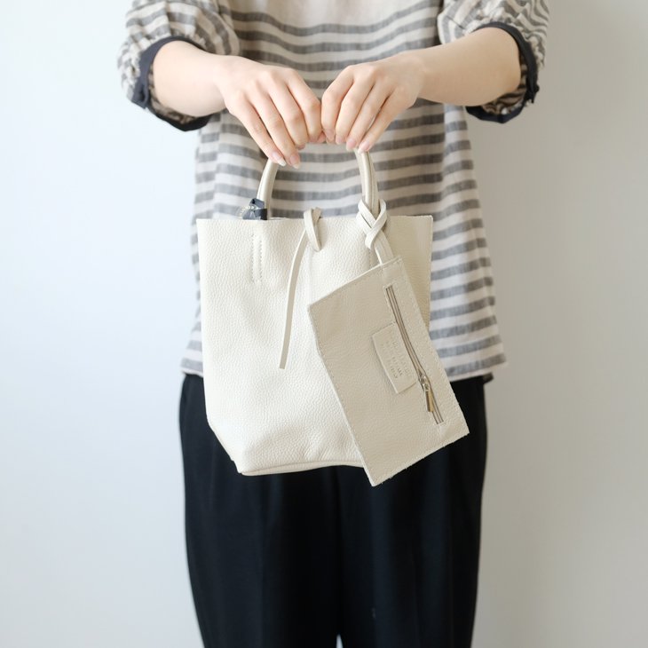 MARLON FIRENZE (マーロンフィレンツェ) | 2way Mini Tote Bag With Pouch (light beige) |  トートバッグ ショルダーバッグ 2way お洒落