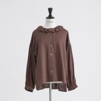 HEAVENLY (إ֥꡼) | LINEN FRILLCOLLAR BLOUSE (brown) |  ȥåץ ֥饦ξʲ