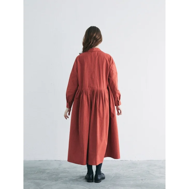 MAGALI | 天日干しコットン・タックワンピース (red) | ワンピース マガリ