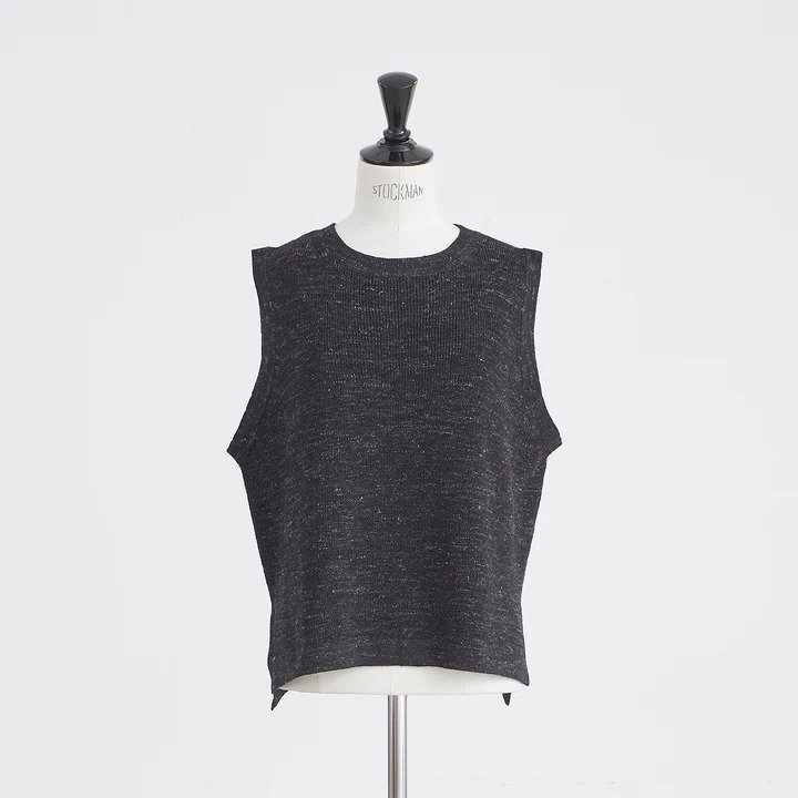 HEAVENLY (ヘブンリー) | COTTON LINEN WOOL MIX KNIT VEST (black) | トップス シンプル ベスト