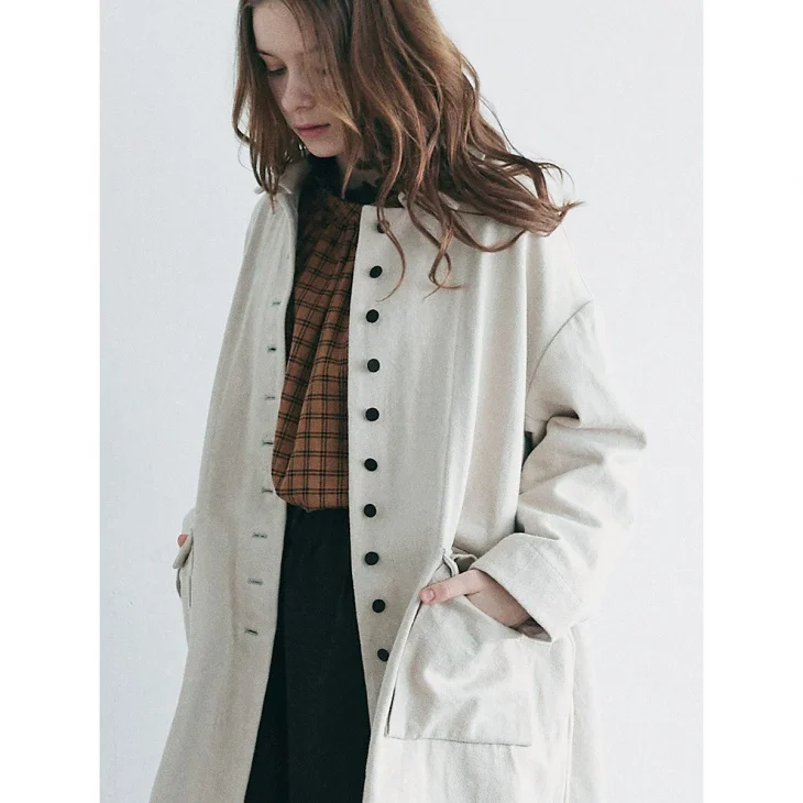 MAGALI マガリ　コート リネン ステンカラー　ロング丈　ロングコート MAGALI マガリ コート リネン ステンカラー ロング丈 ロング