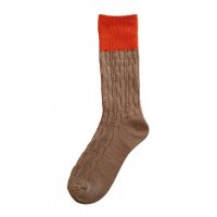 Homie (ۥߡ) | COTTON WOOL CABLE BICOLOR SOCKS (brown/orange) | å ץ ޯξʲ