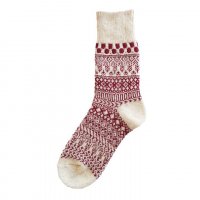 Homie (ۥߡ) | WOOL COTTON JACQUARD SOCKS (red/greige) | å ץ ޯξʲ