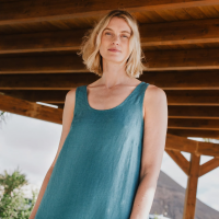 not PERFECT LINEN | Linen dress SARDINIA (dark turquoise) size M | ԡ   ͥ ȥ˥ξʲ