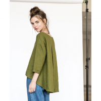 not PERFECT LINEN | Linen top LEAF (moss green) size M | ȥåץ  ͥ ȥ˥ξʲ