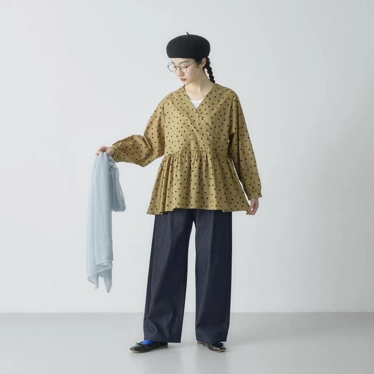 シオンプリントのくしゅくしゅブラウス(インディゴ) シオンプリントのくしゅくしゅブラウス(インディゴ) 45R