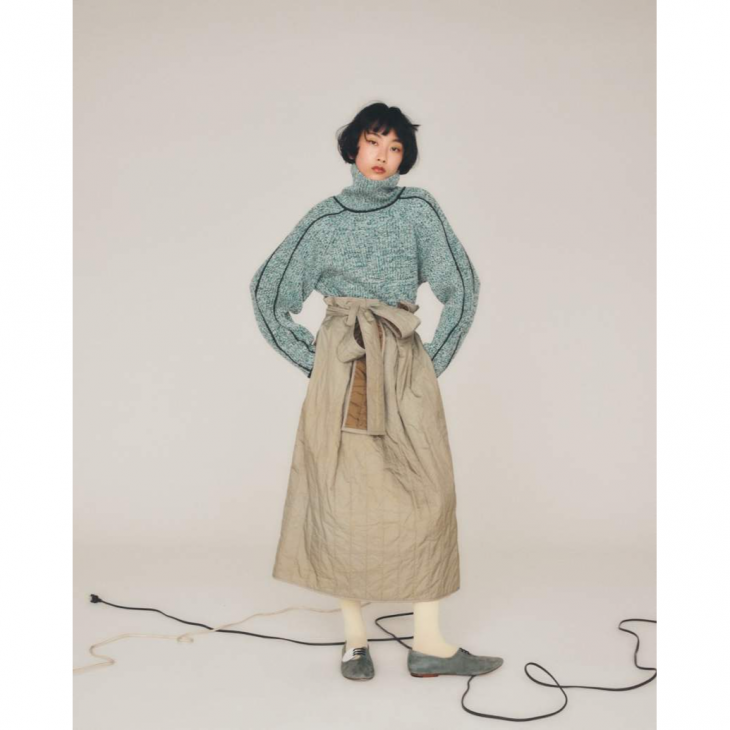 sneeuw (スニュウ) | ウォッシュトキルティングスカート (grey