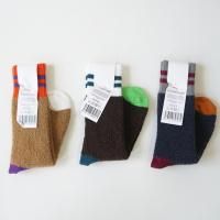 SHOWATABE | Alpaca Boucle Socks | Stripes (mocha / dark brown / navy) size 1 | å ǥ ǥξʲ