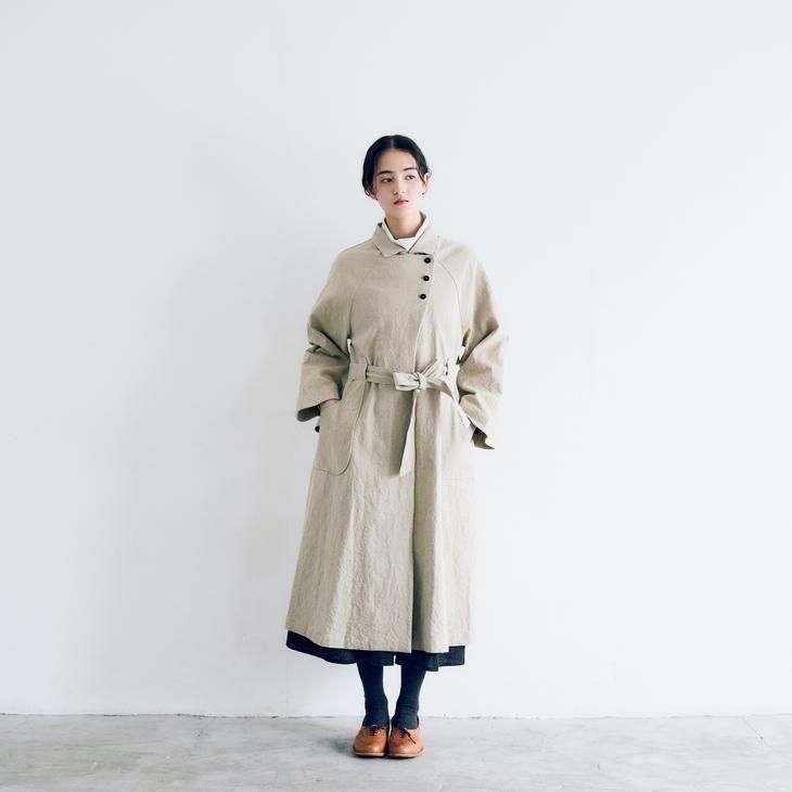 MAGALI マガリ　コート リネン ステンカラー　ロング丈　ロングコート MAGALI マガリ コート リネン ステンカラー ロング丈 ロング