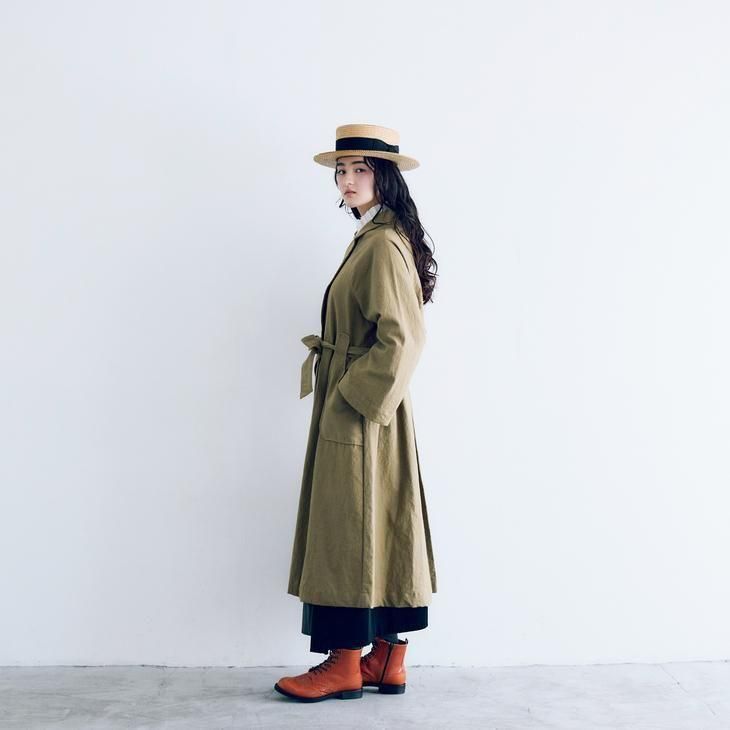 MAGALI マガリ　コート リネン ステンカラー　ロング丈　ロングコート MAGALI マガリ コート リネン ステンカラー ロング丈 ロング