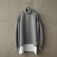 MANON (ޥΥ) | CARDBOARD KNIT LONG SLEEVE MOC TEE (grey) one size | ܡ˥åȥ󥰥꡼ åͥåξʲ