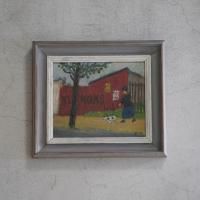 OTTO DELEURAN (オットー・デルーラン) | Woman Walking Her Dog | Oil painting 油絵 北欧 デンマーク ミッドセンチュリー MDCの商品画像