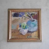 Unknown (作者不詳) | Teacup and Silver Birch | Oil painting 油絵 北欧 スウェーデン ミッドセンチュリー MDCの商品画像