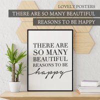 LOVELY POSTERS | THERE ARE SO MANY BEAUTIFUL REASONS TO BE HAPPY | A3 アートプリント/ポスター 北欧 シンプル おしゃれの商品画像
