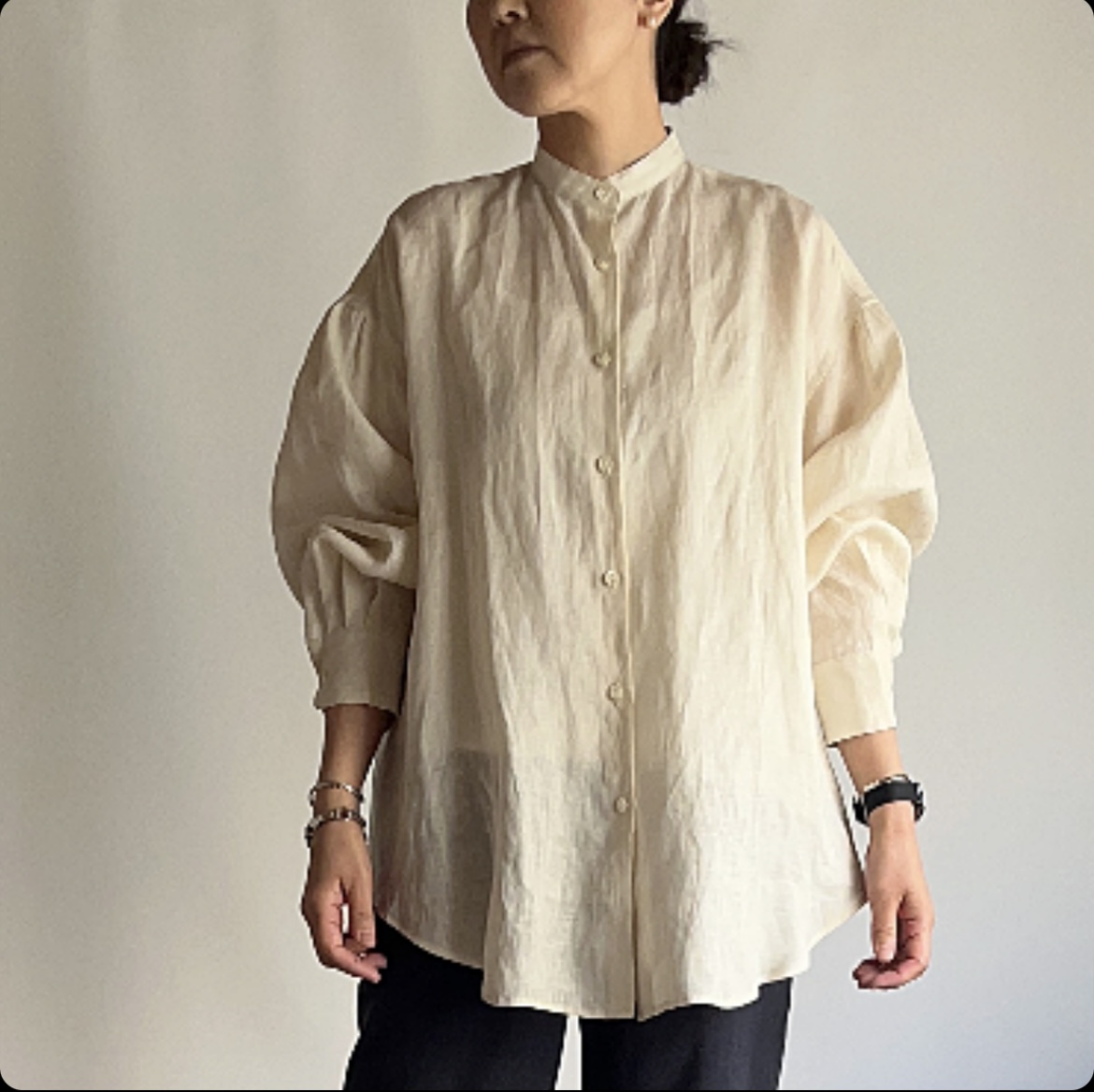 comm.arch. French Linen Balloon Shirt（Cream） - calme online shop