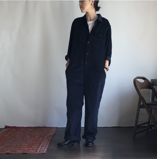 Yarmo Boiler Suit (Navy Corduroy) - calme online shop