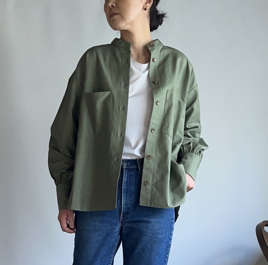 CRONOS COLLARLESS 心許なく STRETCH JACKET カーキ