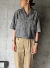 comm.arch. Cotton Linen Open Collar S/S Shirt (Gray Chambray)