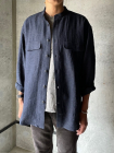 comm. arch.  Linen Wool Canvas L/S Shirt (Blue Hole)