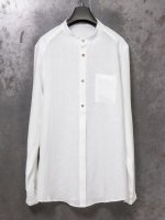 【individualsentiments】THIN LINEN CLOTH NO COLLAR SHIRTS /WHITE