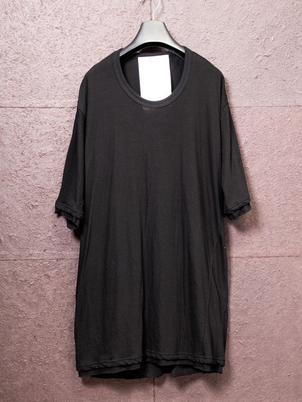 nude:mm】Cotton Wool Jersey Oversized Layered Short Sleeve /BLACK