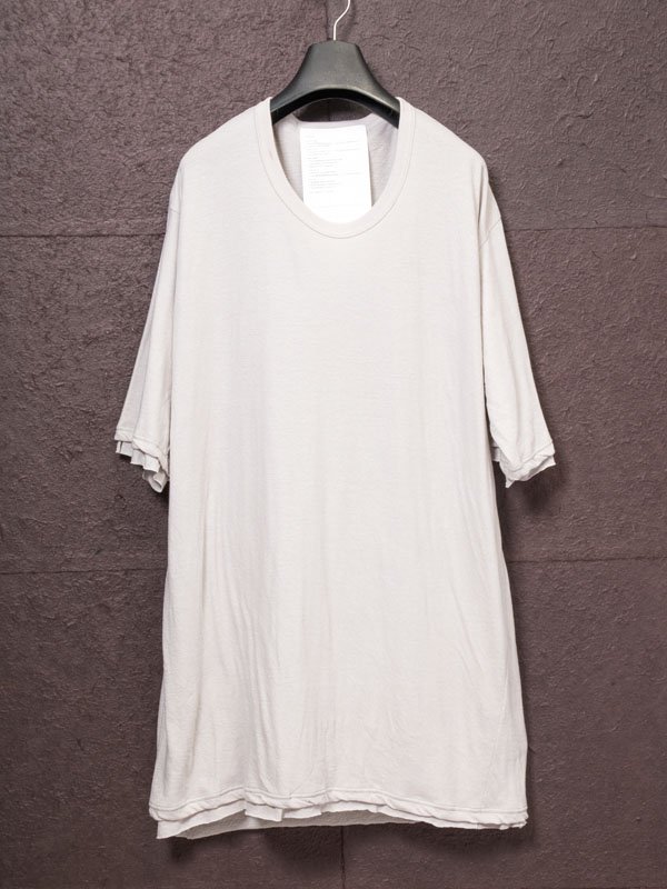 nude:mm】Cotton Wool Jersey Oversized Layered Short Sleeve /GRAY