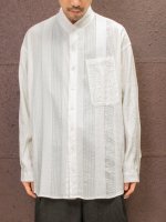 【nude:mm】Organic Cotton Cord stripe Garment Dyeing Oversized Shirt /OFF WHITE