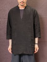 【ISAMU KATAYAMA BACKLASH】リネンハンドダイスキッパーシャツ /BLACK