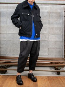 【individualsentiments】Wool Cashmere Jersey Boa Jacket /BLACK