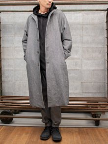 【individualsentiments】Wool Linen Washed Oxford Cloth NO-COLLAR COAT /GRAYBLACK