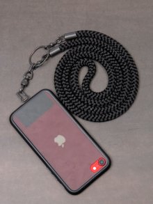 ※受注生産【iolom】Phone Strap plaited cord Belt /BLACK（江戸打組紐）